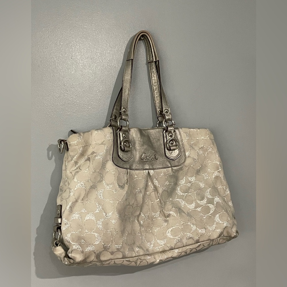 Coach Metallic Silver Shoulder Bag